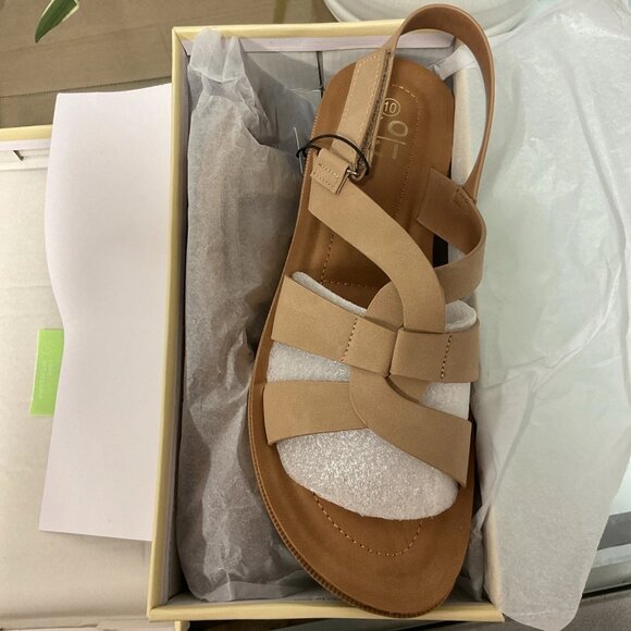 Yoki Carlota-04 Women's Criss-Cross Upper Slide Sandals Size 10 Taupe - Picture 3 of 5